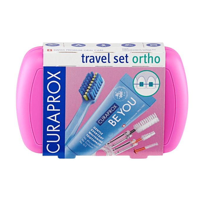 Curaprox Travel set ORTHO růžový - náhled 3
