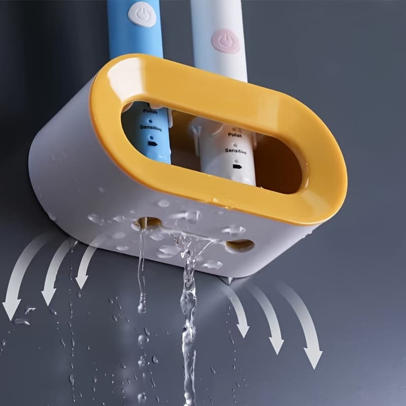 Nástěnný držák na elektrické kartáčky, 1 ks (bílá+žlutá) - náhled 4