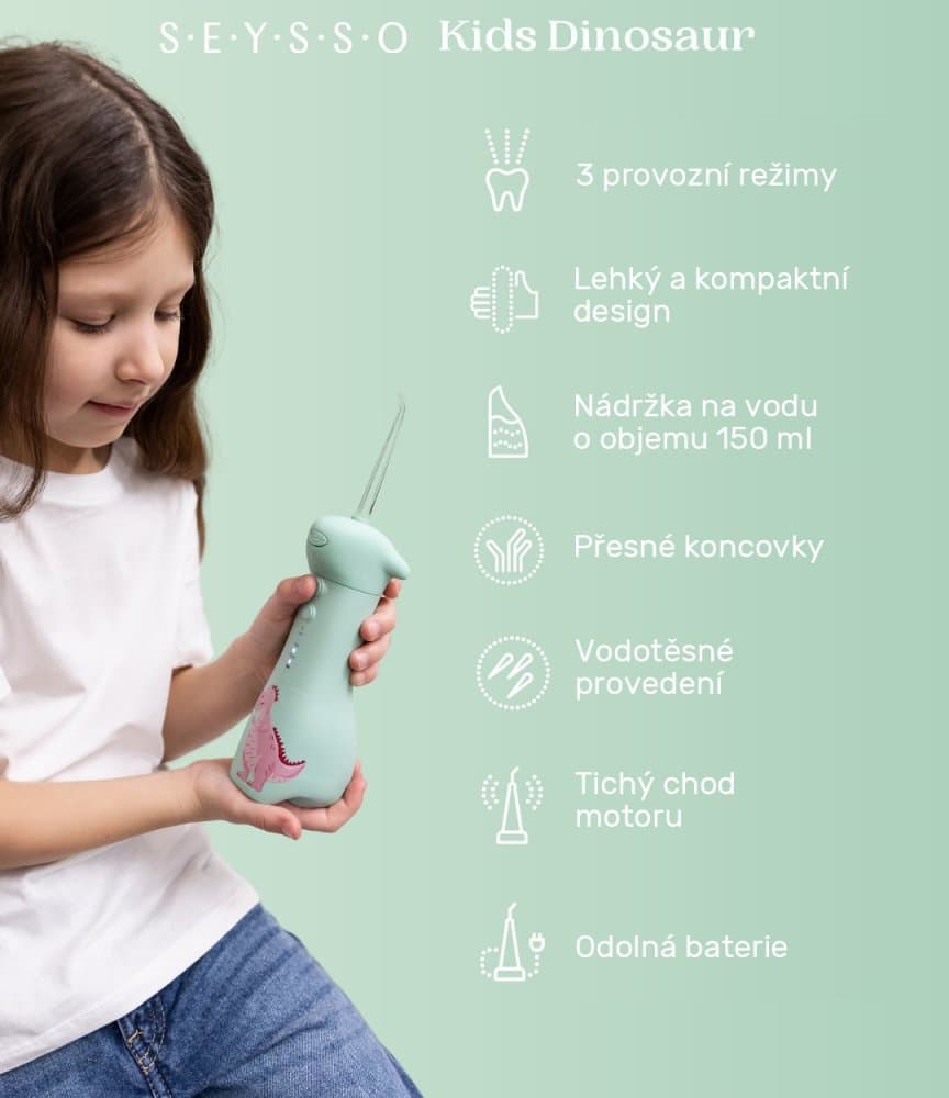 SEYSSO KIDS Dinosaur Coral přenosná ústní sprcha od 4 let - náhled 2