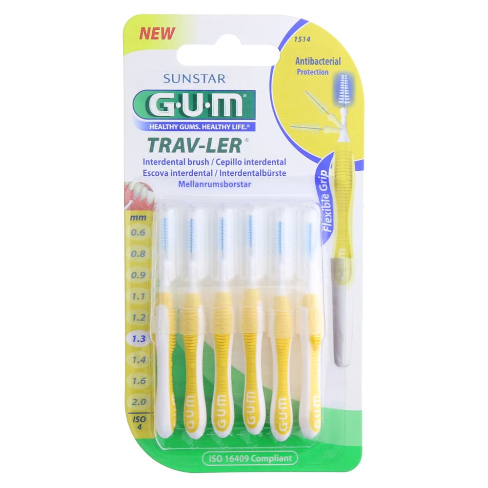 GUM Trav-ler mezizubní kartáčky kónické 1,3 mm (žluté), 6ks