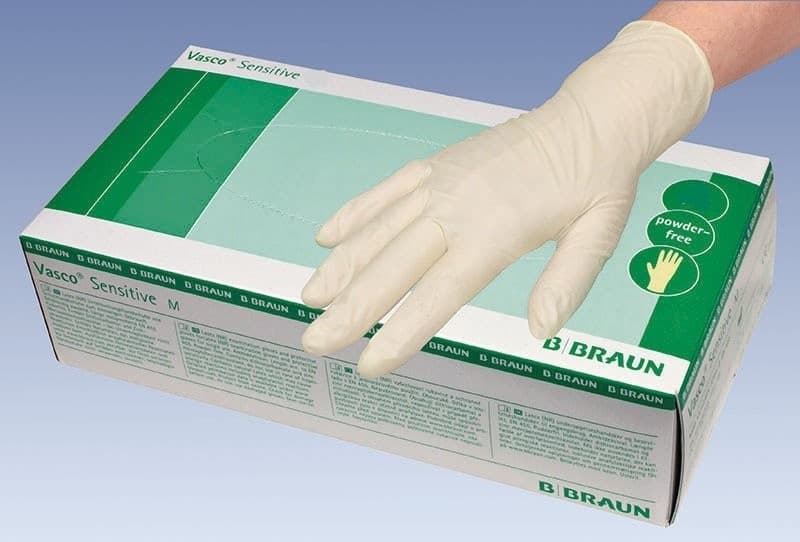 Braun Vasco Sensitive latexové nepudrované rukavice S (6-7), 100ks
