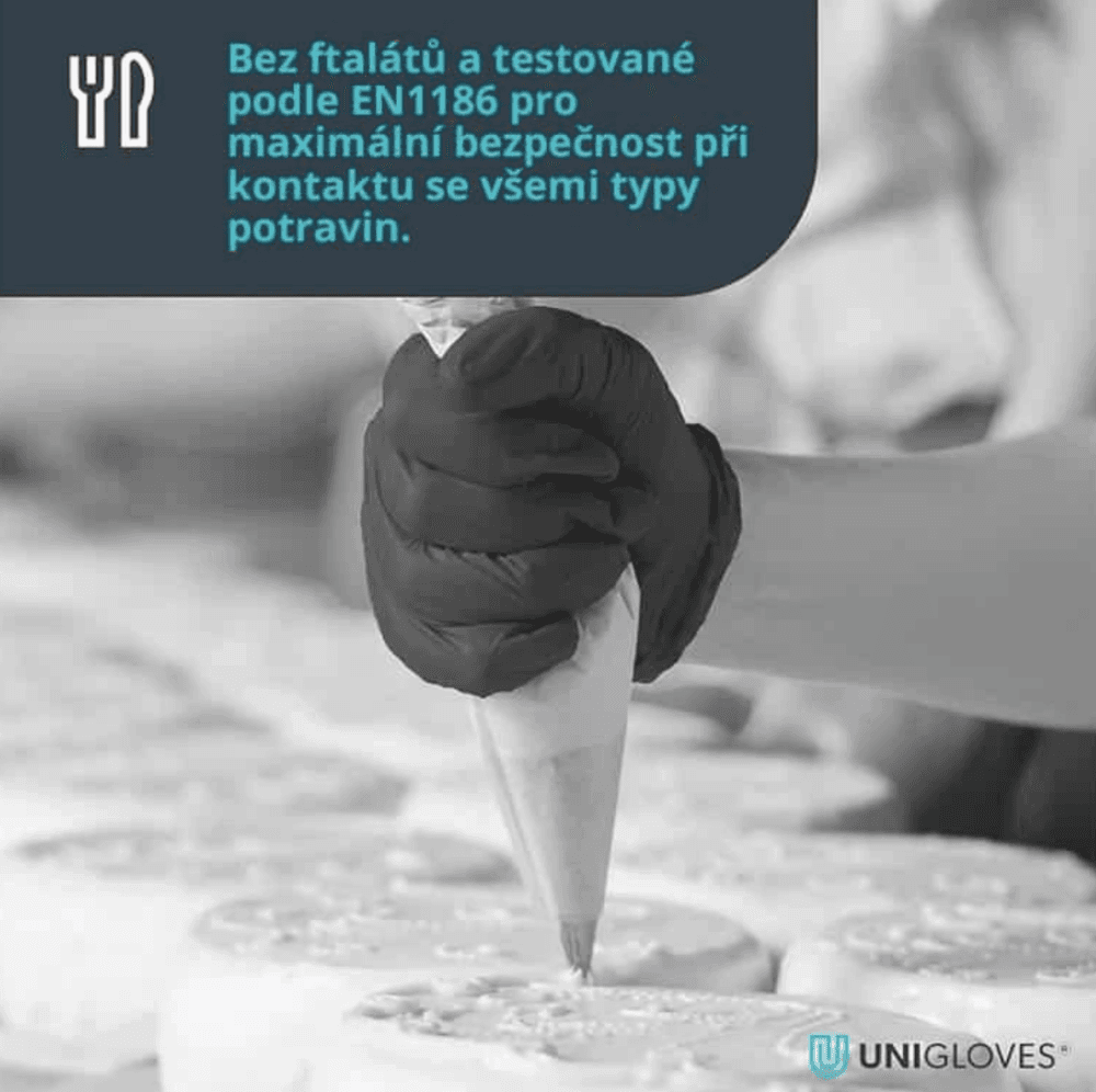 Unigloves Black Pearl nitrilové vyšetřovací rukavice S (6-7) černé, 100ks - náhled 5