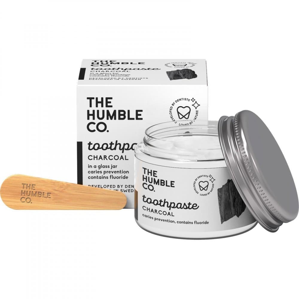 Humble zubní pasta s černým uhlím a fluoridy ve sklenici, 50ml