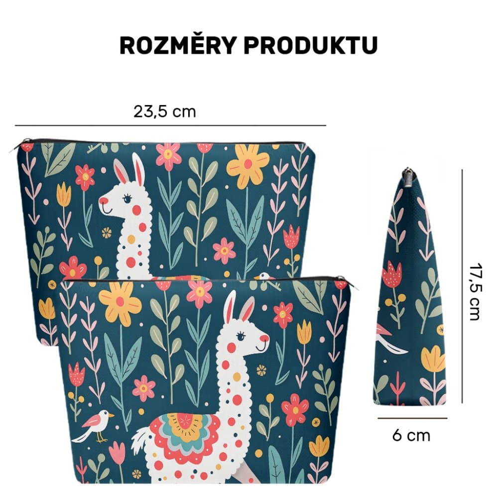 Toaletní taštička s motivem alpaky (modrá), 1 ks - náhled 2