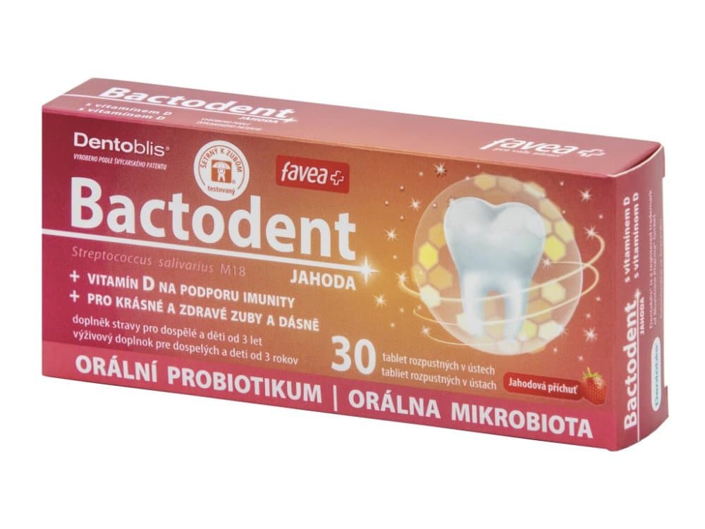 Favea Bactodent orální probiotikum (jahoda), 30ks - náhled 2