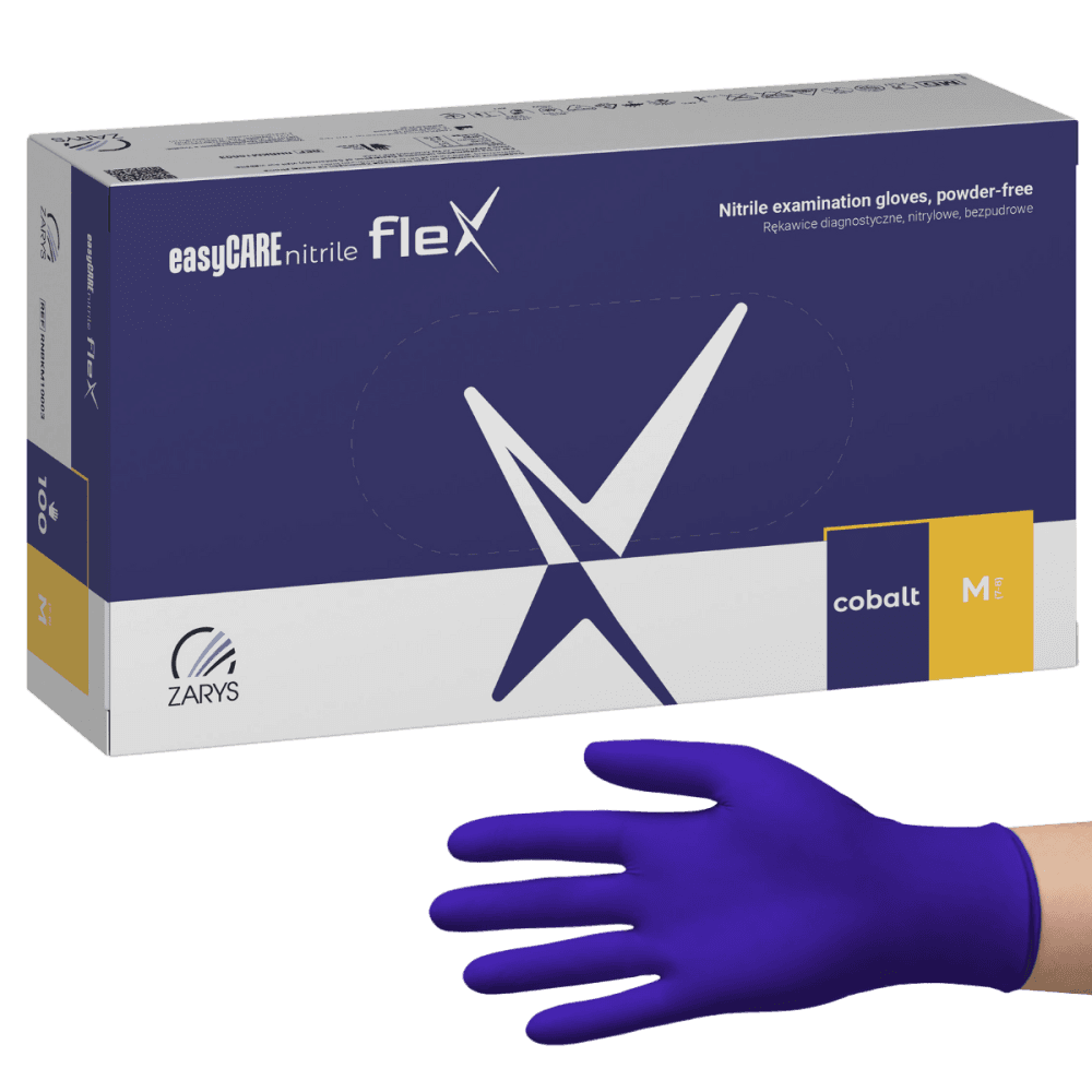 Zarys easyCARE FLEX nitrilové rukavice M (7-8) kobaltová modř, 100ks