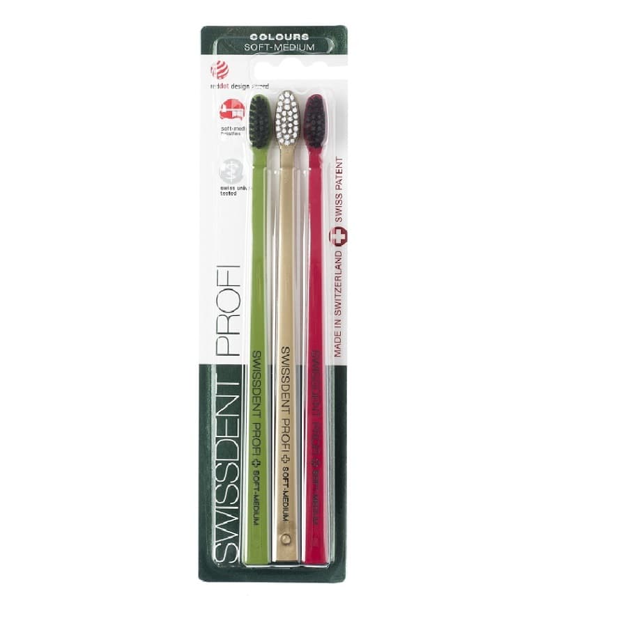Swissdent Colours zubní kartáčky FESTIVE 3v1 (soft-medium), 3ks