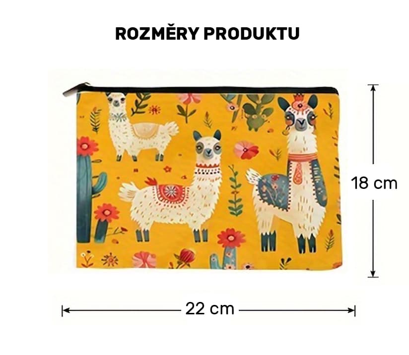 Toaletní taštička s motivem lamy (žlutá), 1 ks - náhled 3