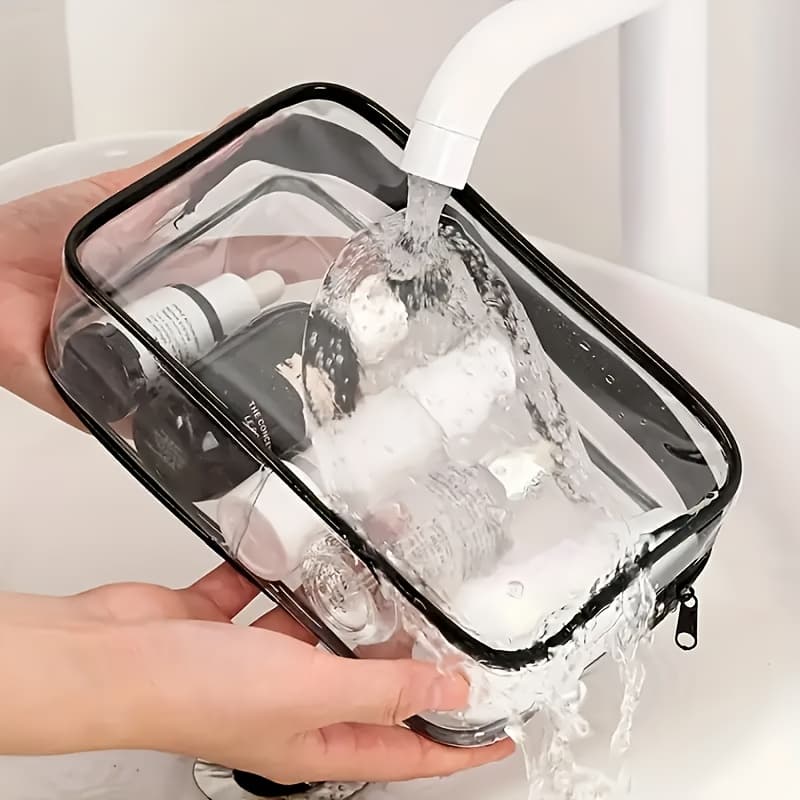 Cestovní PVC taštička (transparent+černá) - náhled 4