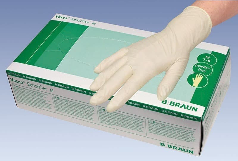 Braun Vasco Sensitive latexové nepudrované rukavice M (7-8), 100ks