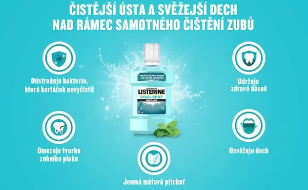 Listerine Cool Mint Mild ústní voda, 95ml - náhled 3