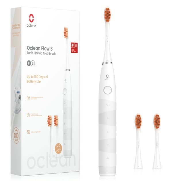 Oclean Flow S White sonický kartáček bílý + 3x hlavice
