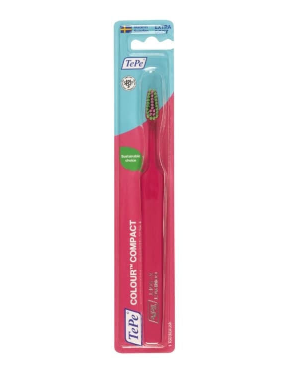 TePe Compact Colour X-SOFT zubní kartáček, tmavě růžový (blistr) - náhled 3