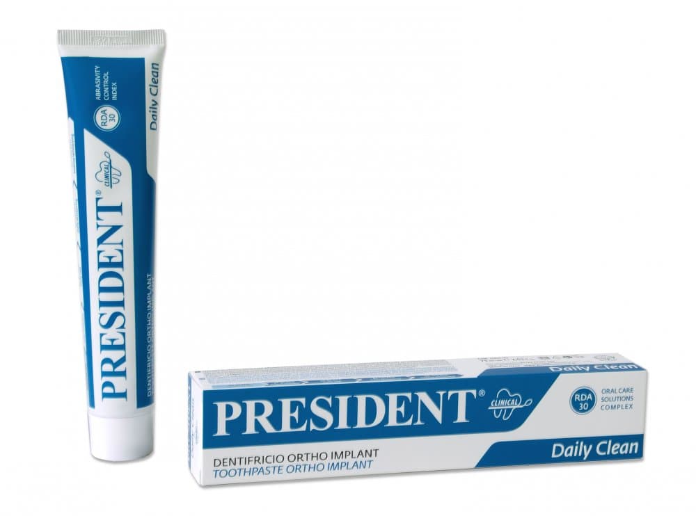 PresiDENT Daily Clean zubní pasta na rovnátka a implantáty, 75 ml