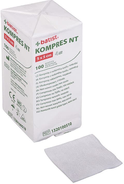 Batist Kompres NT netkaná textilie 5x5 cm (nesterilní), 100ks
