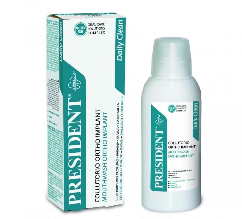 PresiDENT Ortho Implant ústní voda antibakteriální pro rovnátka a implantáty, 200ml