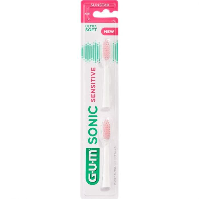 GUM Sonic SENSITIVE náhradní hlavice (bílé s růžovou), 2ks