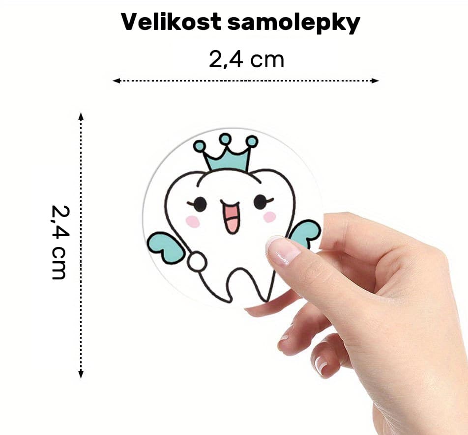 Veselé samolepky se zoubky kulaté, 500 ks (motiv 1) - náhled 2