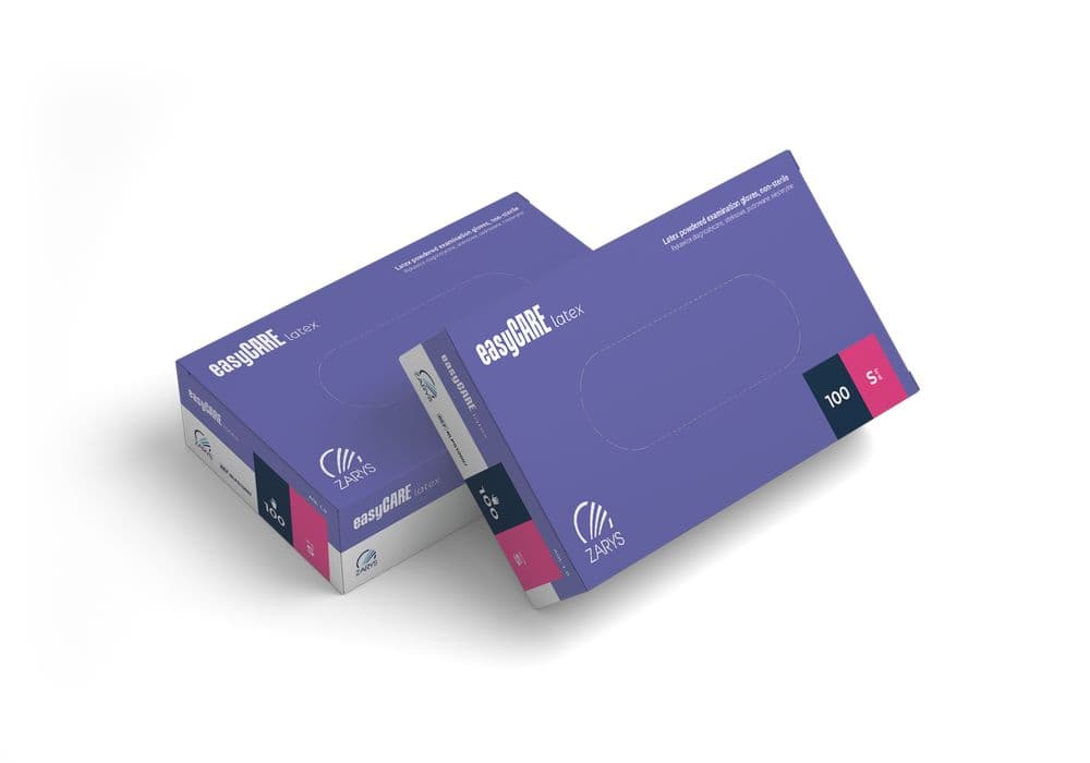 Zarys easyCARE vyšetřovací latexové rukavice S (6-7) pudrované, 100ks - náhled 4