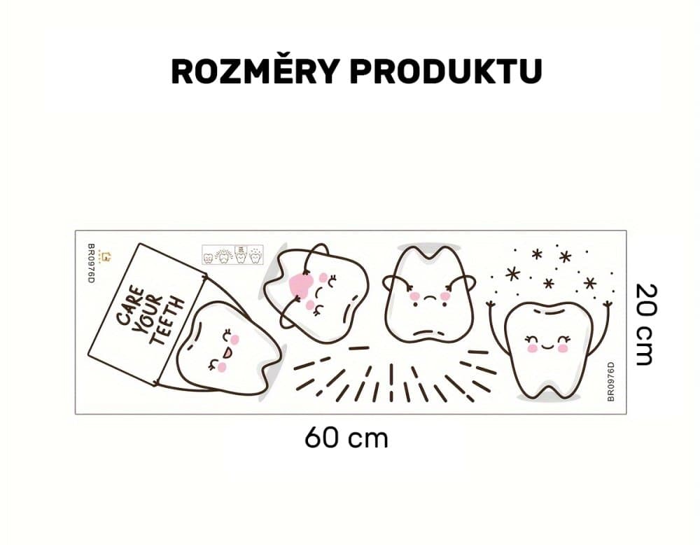 Samolepicí PVC nástěnná dekorace (zuby), 4 ks - náhled 3