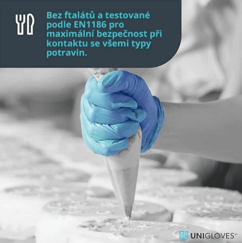 Unigloves Soft Blue nitrilové vyšetřovací rukavice M (7-8) modré, 100ks - náhled 3