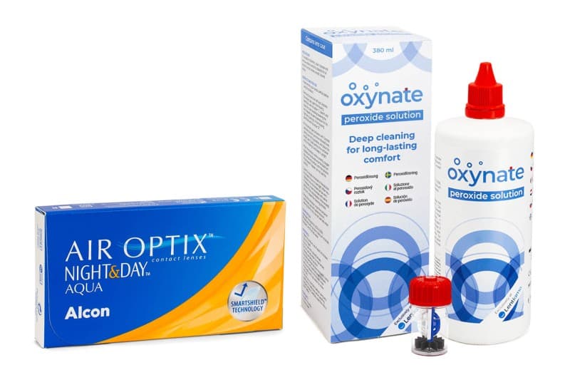 Alcon Air Optix Night & Day Aqua (6 čoček) + Oxynate Peroxide 380 ml s pouzdrem