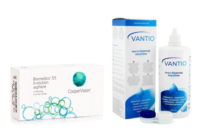 CooperVision Biomedics 55 Evolution (6 čoček) + Vantio Multi-Purpose 360 ml s pouzdrem