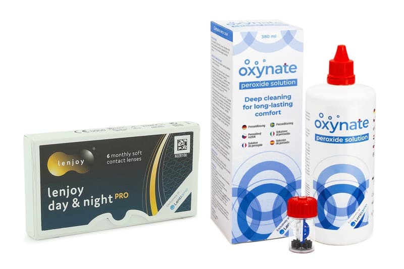 Lenjoy Lenjoy Day & Night PRO (6 čoček) + Oxynate Peroxide 380 ml s pouzdrem