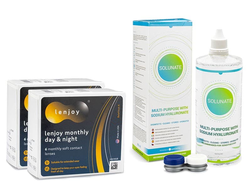 Lenjoy Lenjoy Monthly Day & Night (12 čoček) + Solunate Multi-Purpose 400 ml s pouzdrem