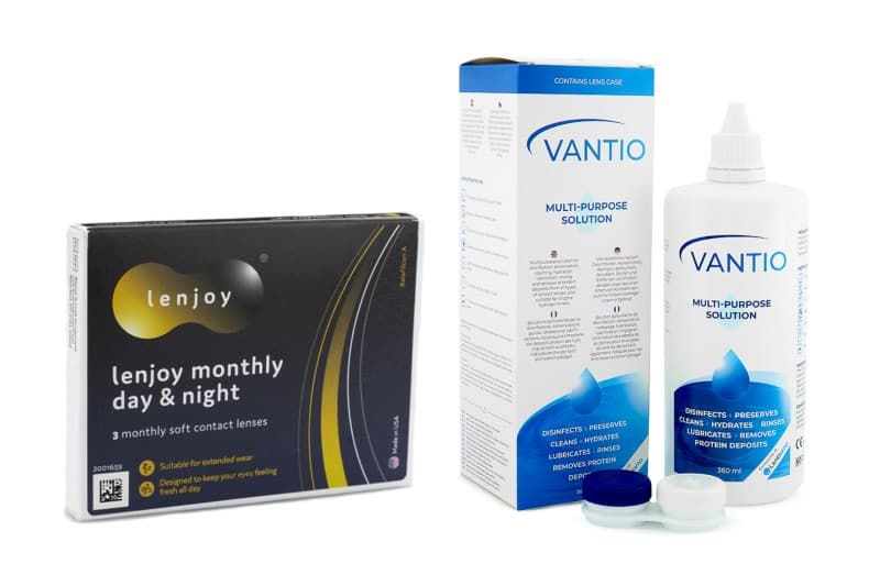 Lenjoy Lenjoy Monthly Day & Night (3 čočky) + Vantio Multi-Purpose 360 ml s pouzdrem