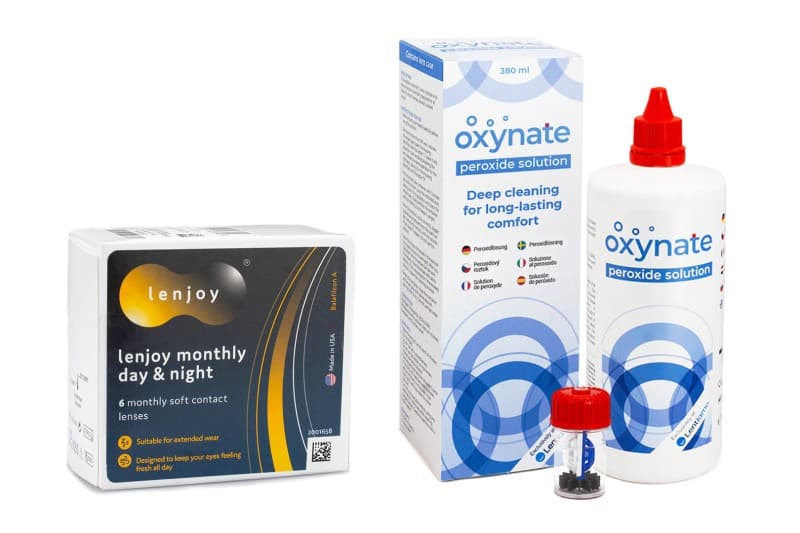 Lenjoy Lenjoy Monthly Day & Night (6 čoček) + Oxynate Peroxide 380 ml s pouzdrem