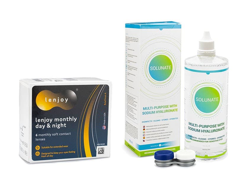 Lenjoy Lenjoy Monthly Day & Night (6 čoček) + Solunate Multi-Purpose 400 ml s pouzdrem
