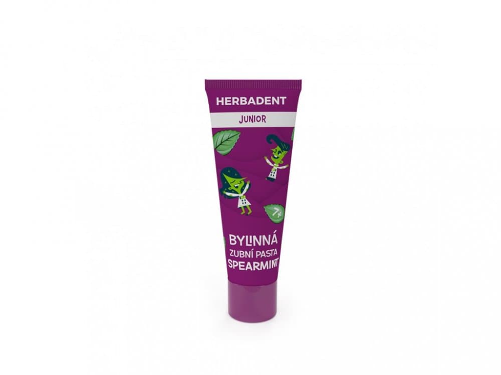Herbadent JUNIOR Bylinná zubní pasta SPEARMINT s fluoridy, 75 g - náhled 2