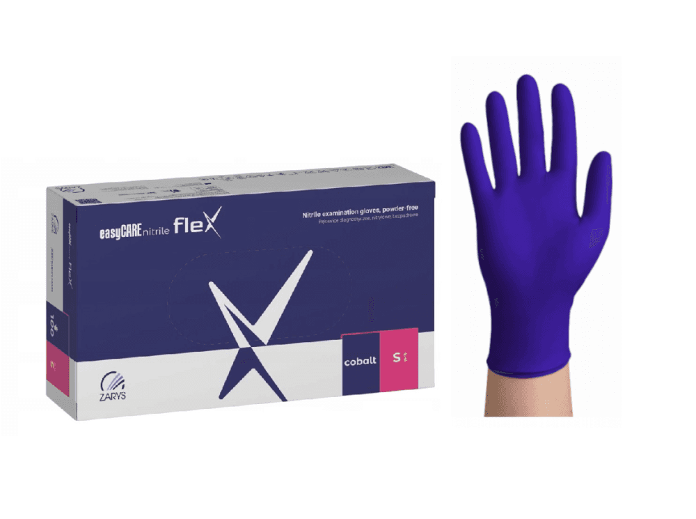 Zarys easyCARE FLEX nitrilové rukavice S (6-7) kobaltová modř, 100ks