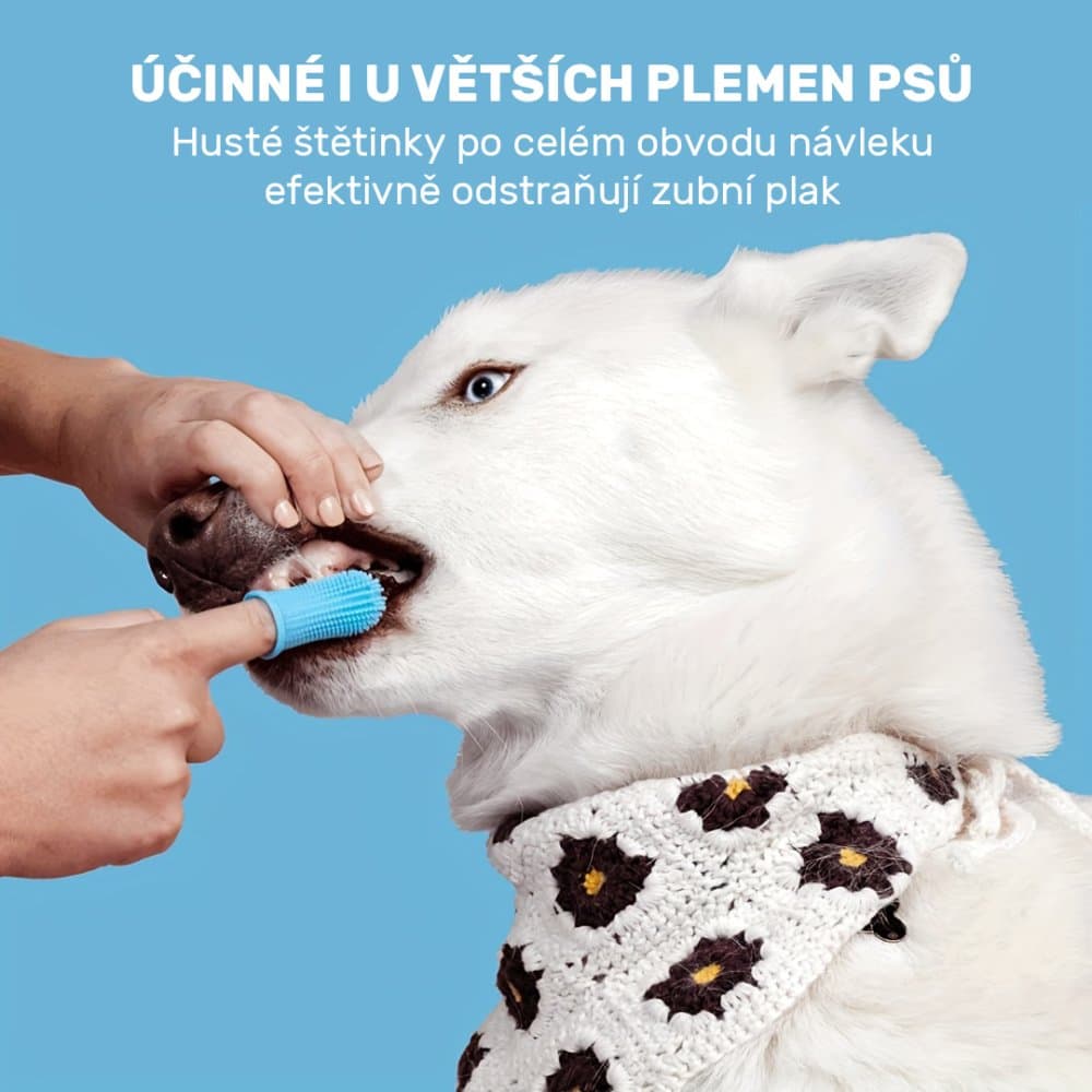 Zubní kartáček pes / kočka, prstový gumový (barevný), bez pouzdra - náhled 3