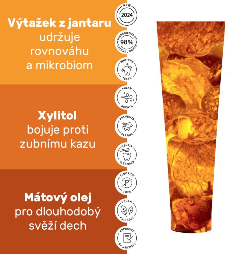 ECODENTA Refreshing Whitening zubní pasta s extraktem z jantaru, 100ml - náhled 2