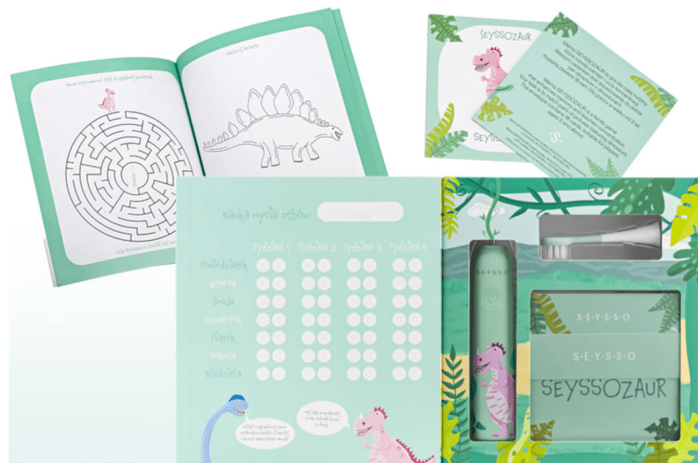 SEYSSO KIDS Dinosaur Coral sonický zubní kartáček od 3 let (růžový) - náhled 3