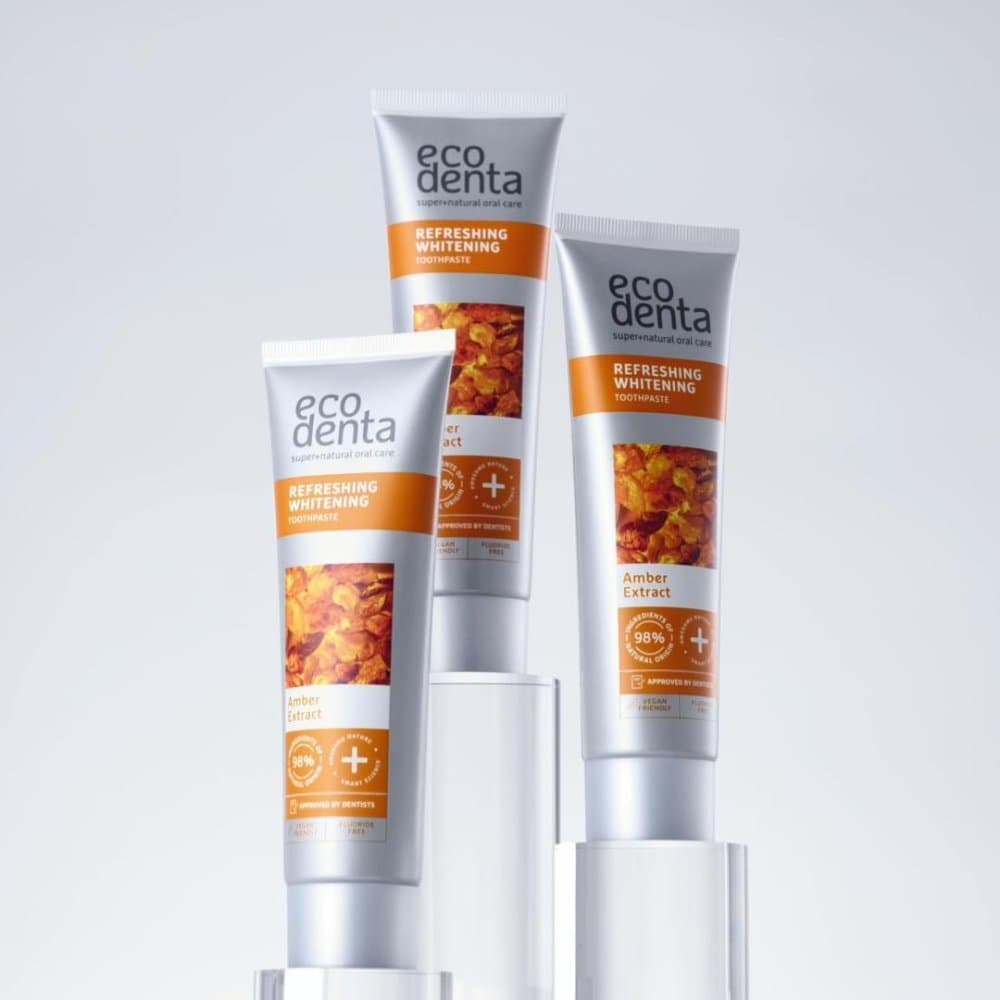 ECODENTA Refreshing Whitening zubní pasta s extraktem z jantaru, 100ml - náhled 3