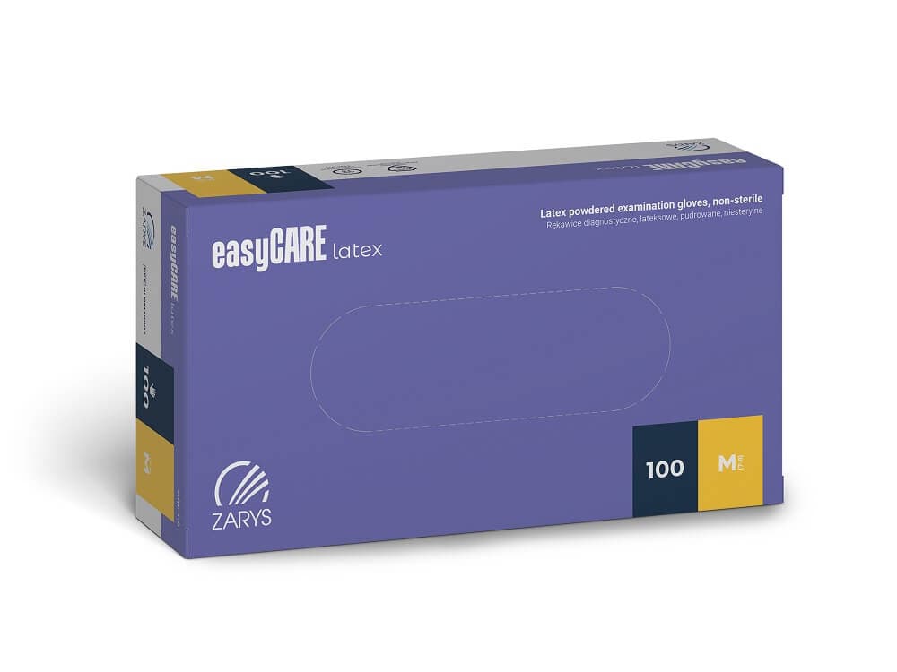 Zarys easyCARE vyšetřovací latexové rukavice M (7-8) pudrované, 100ks - náhled 5