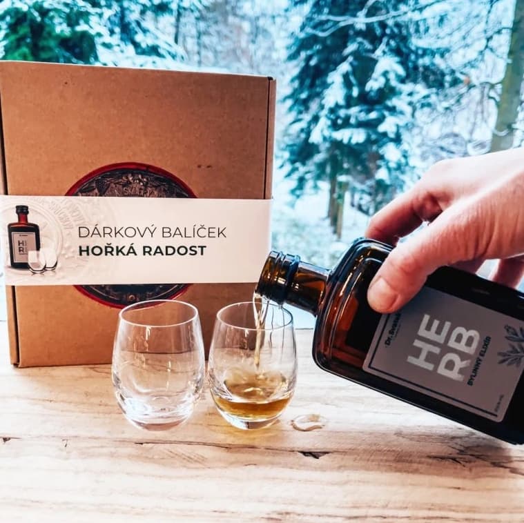 Herbadent Hořká radost dárkový balíček bylinný likér, 250 ml - náhled 2
