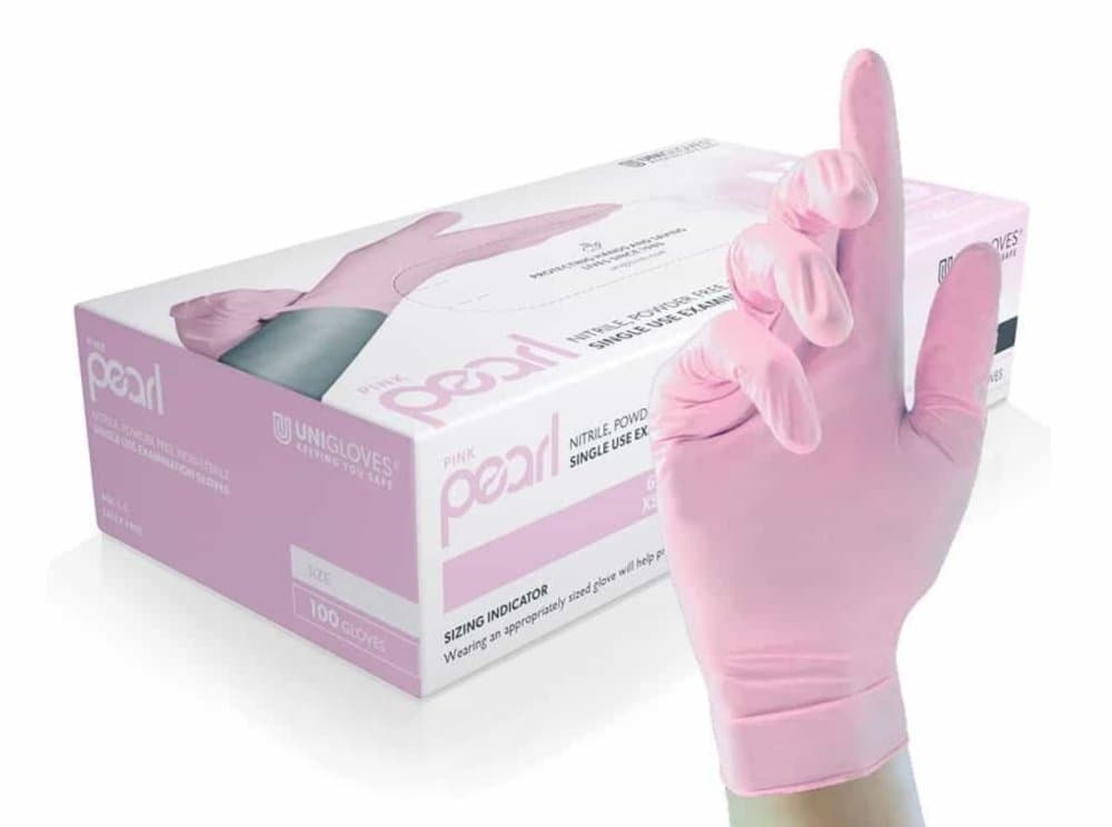 Unigloves Pink Pearl nitrilové vyšetřovací rukavice M (7-8) růžové, 100ks